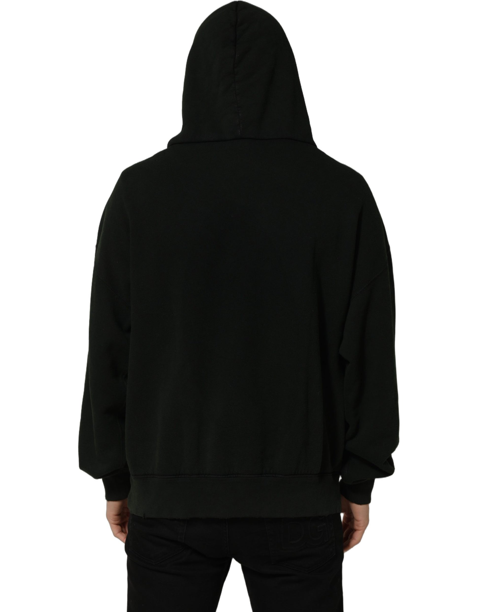Black Cotton Hooded Men Sweatshirt Sweater