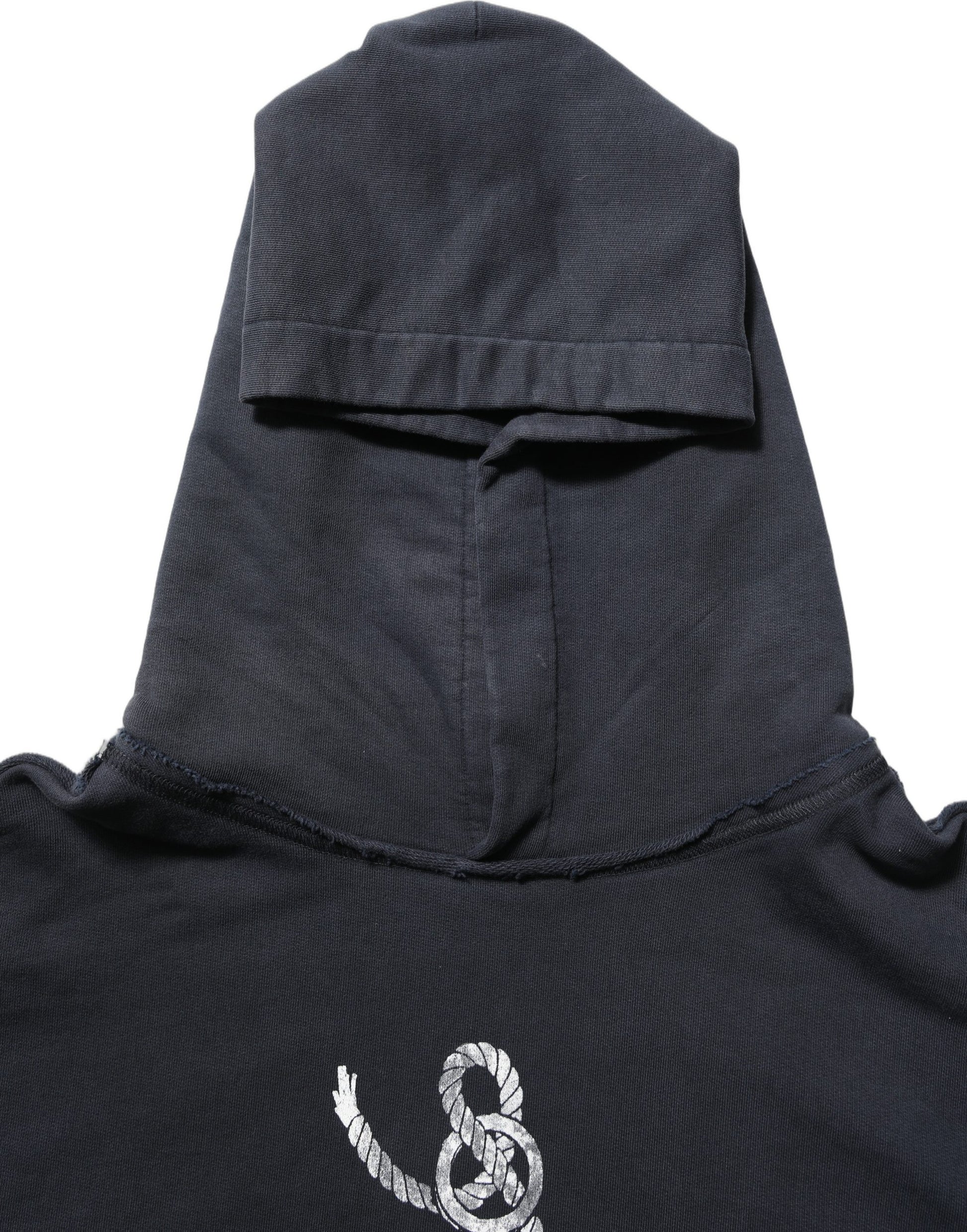 Black Anchor Print Hooded Sweatshirt Sweater