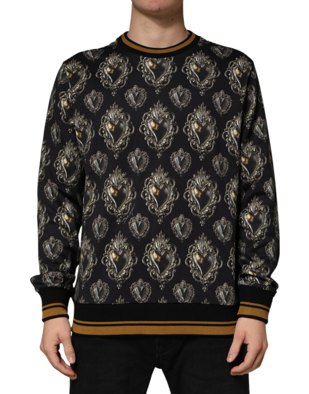 Black Sacred Heart Cotton Sweatshirt Sweater