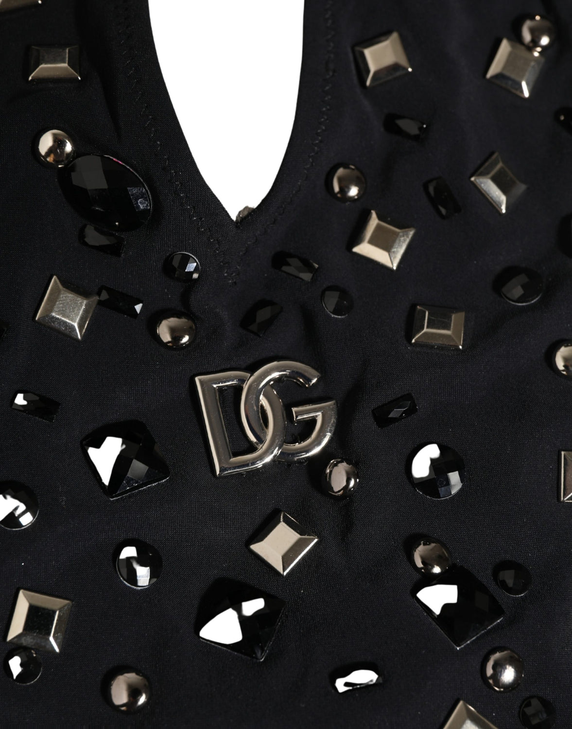 Black Logo Embellished Cutout One Piece Swimwear