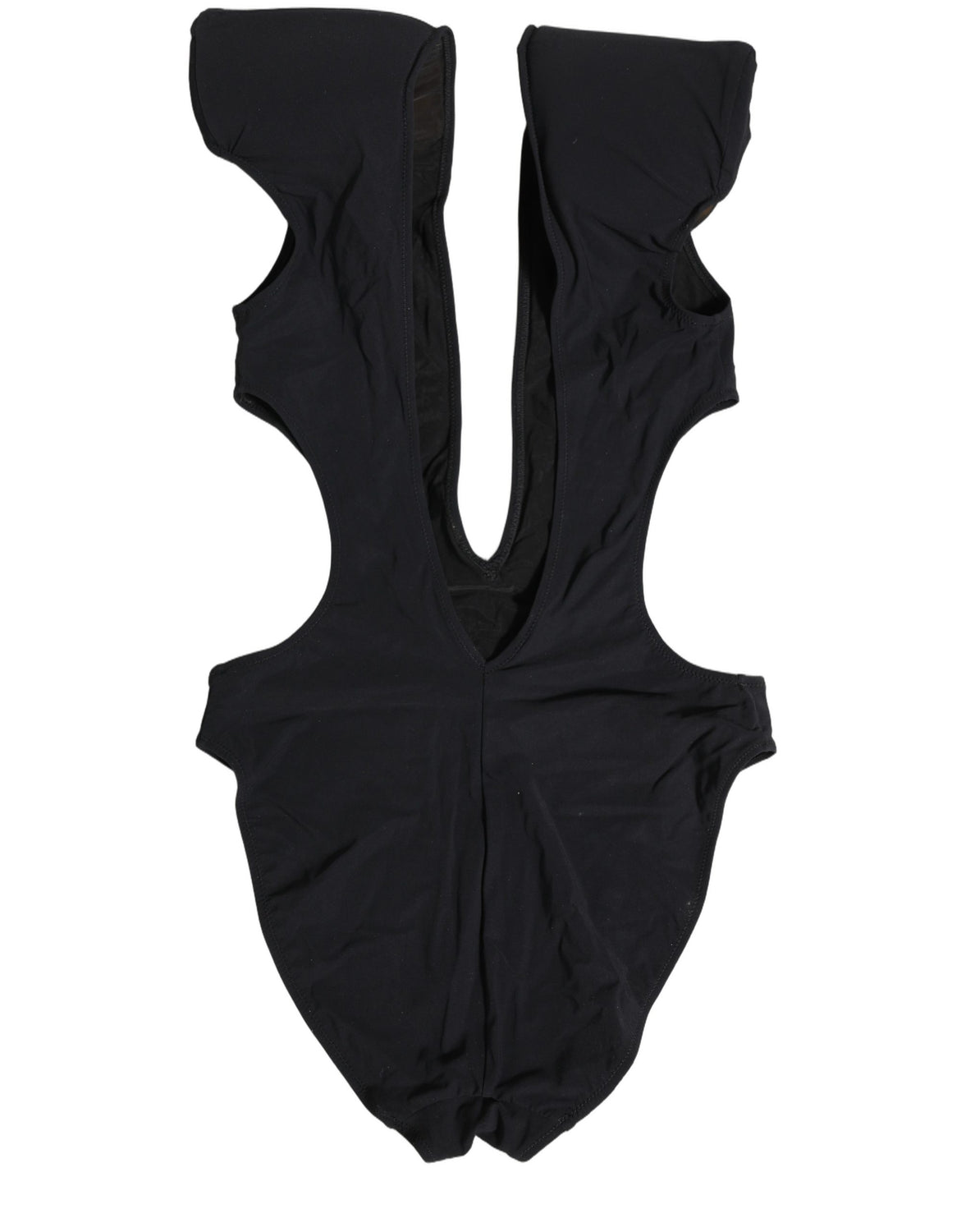 Black Logo Embellished Cutout One Piece Swimwear