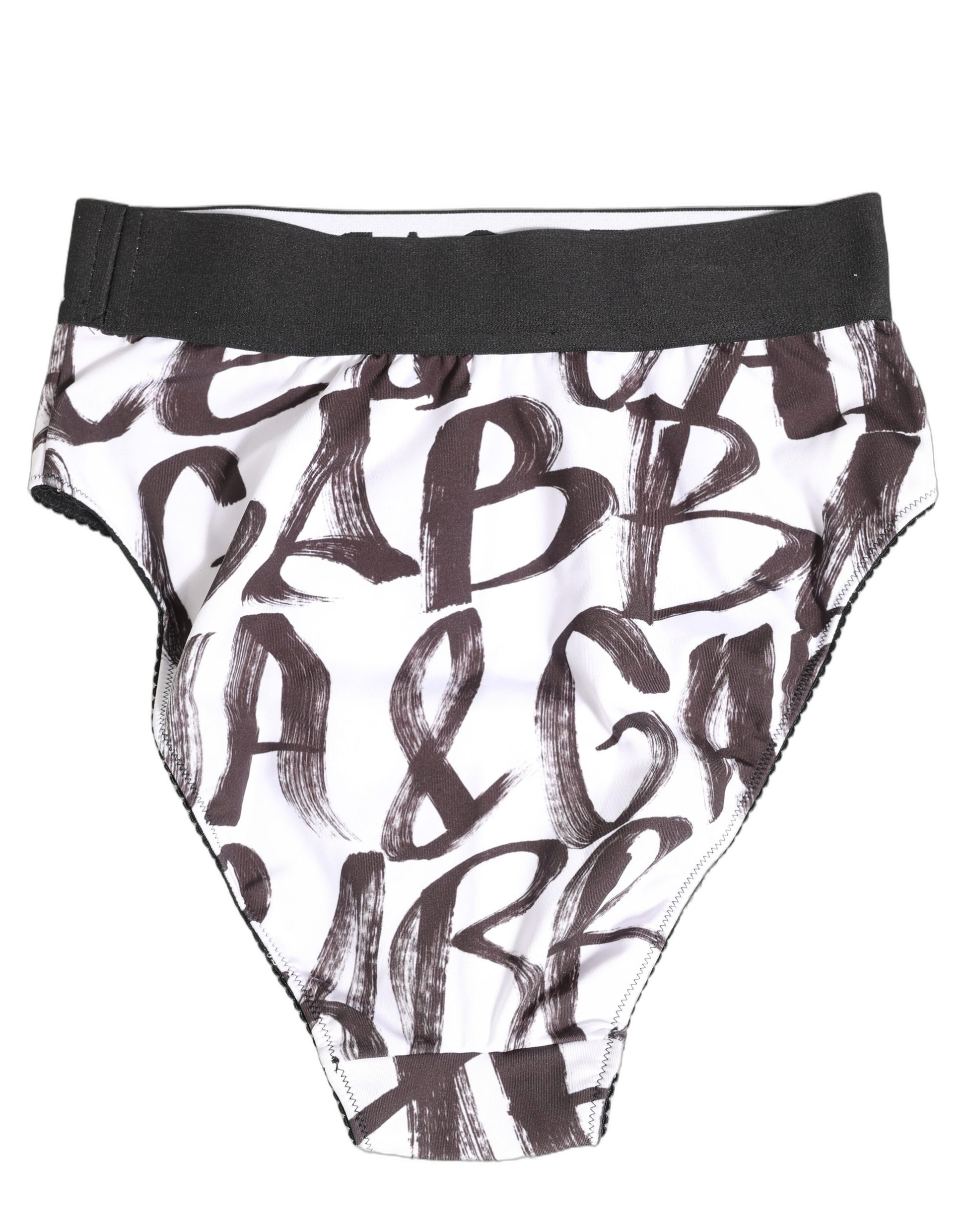 White Black Graphic Logo High Brief Underwear