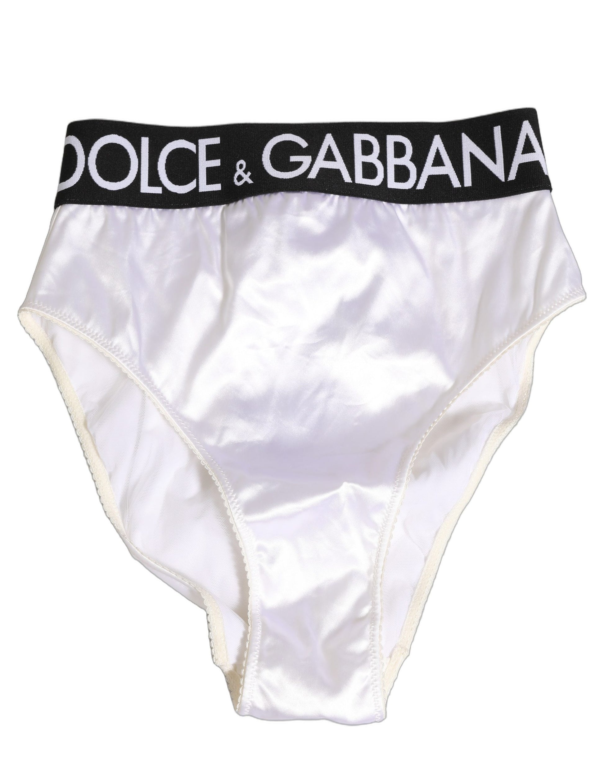 White Satin High-Waist Brief Logo Women Underwear