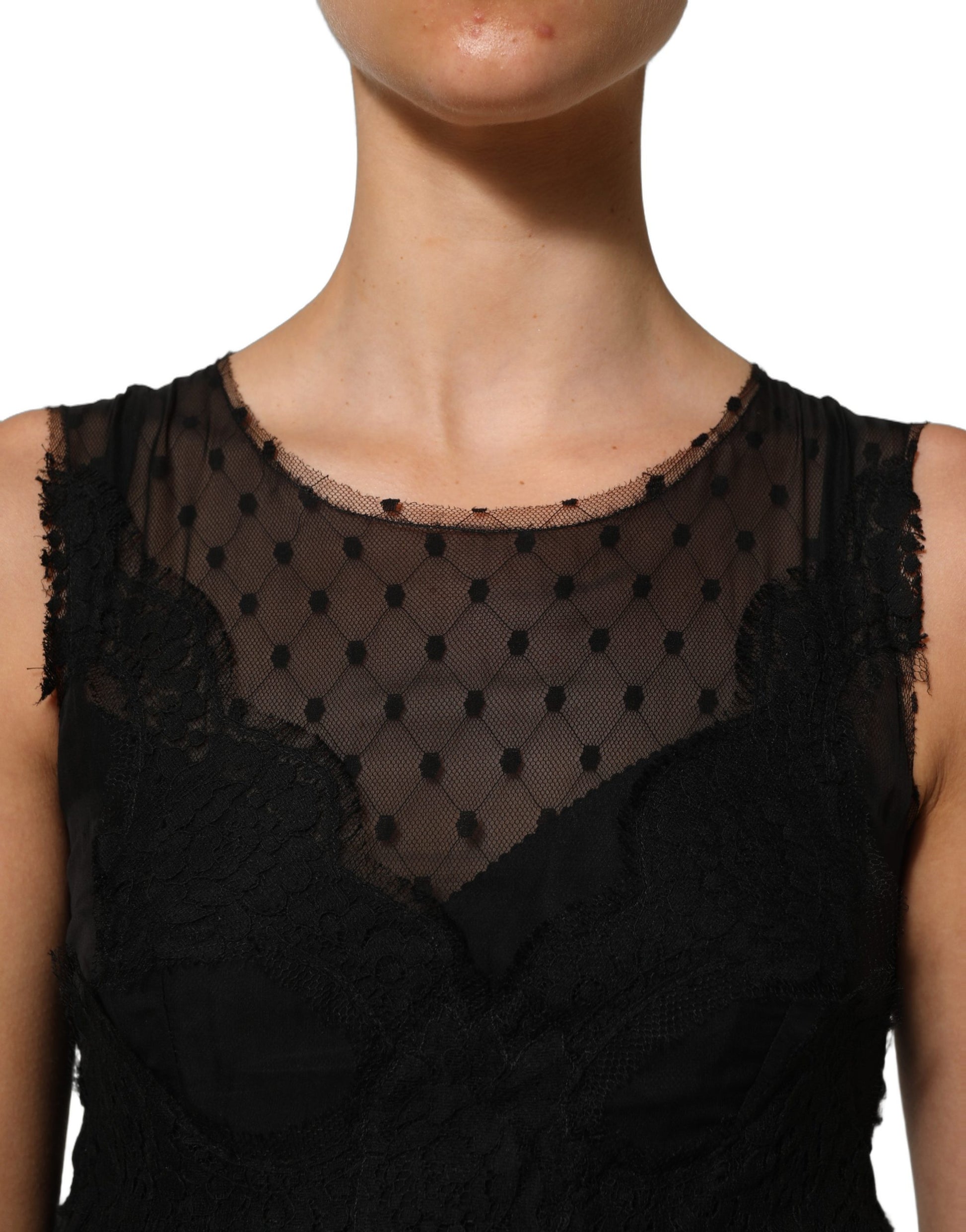 Black Lace Trim Sleeveless A-line Mini Dress