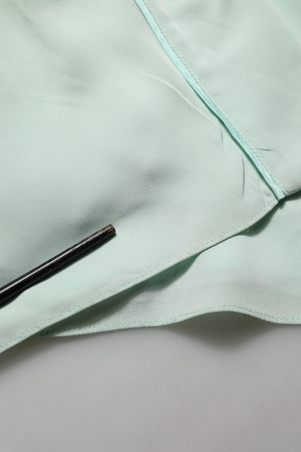 Mint Green Silk Lace Trim Abaya Maxi Dress