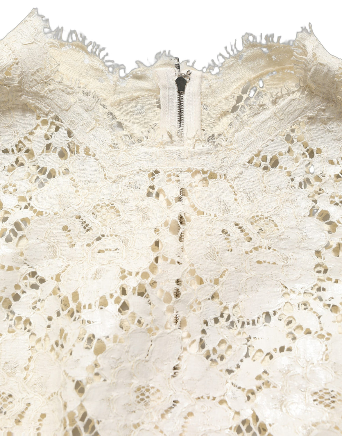 White Cotton Corded Lace Sleeveless Midi Dress