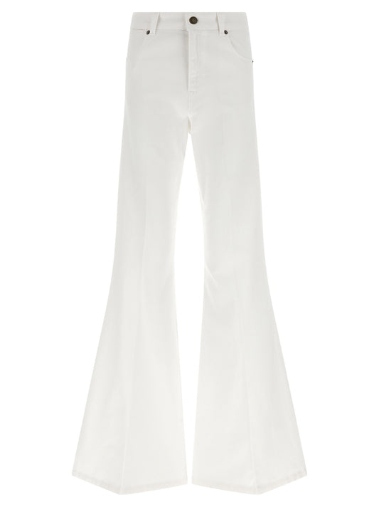 White Cotton Flared Jeans
