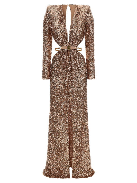 Multicolor Polyester Long Dress