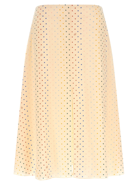 Multicolor Silk Midi Skirt
