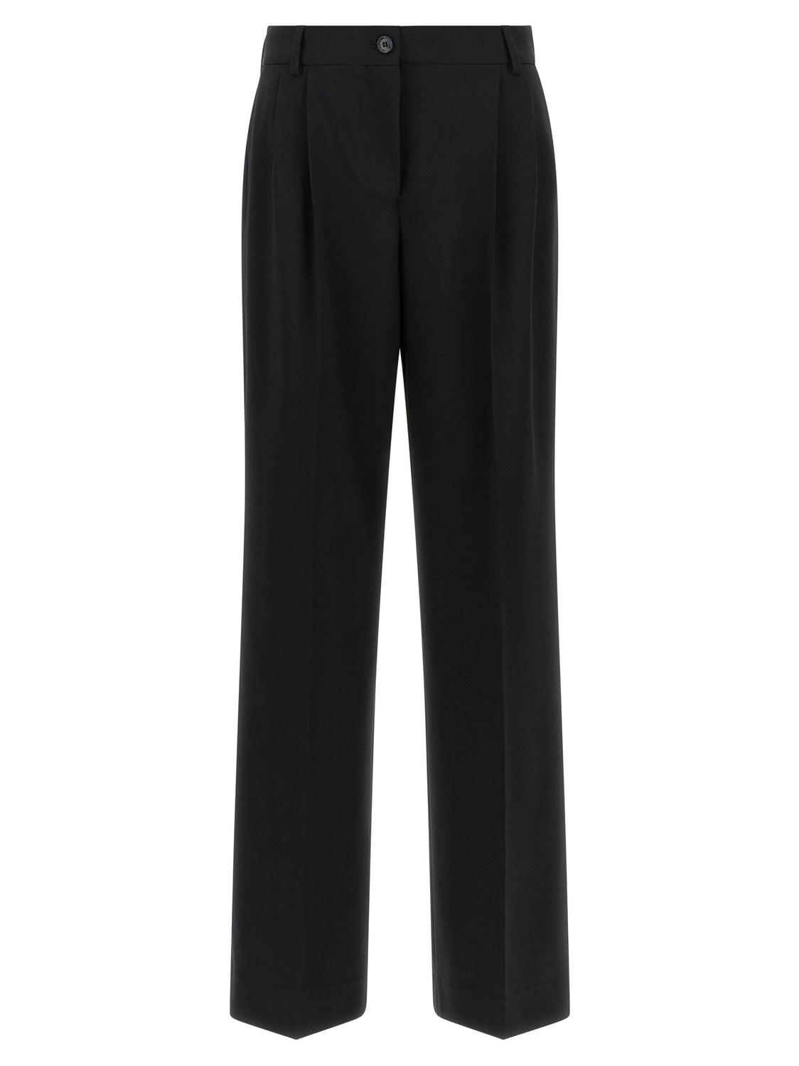 Black Virgin Wool Casual Pants