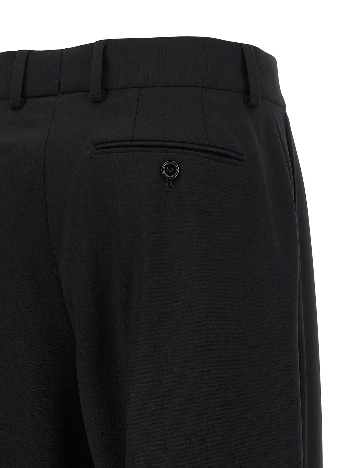 Black Virgin Wool Casual Pants