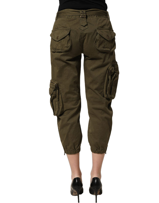 Olive Green High Waist Cargo Trouser Pants