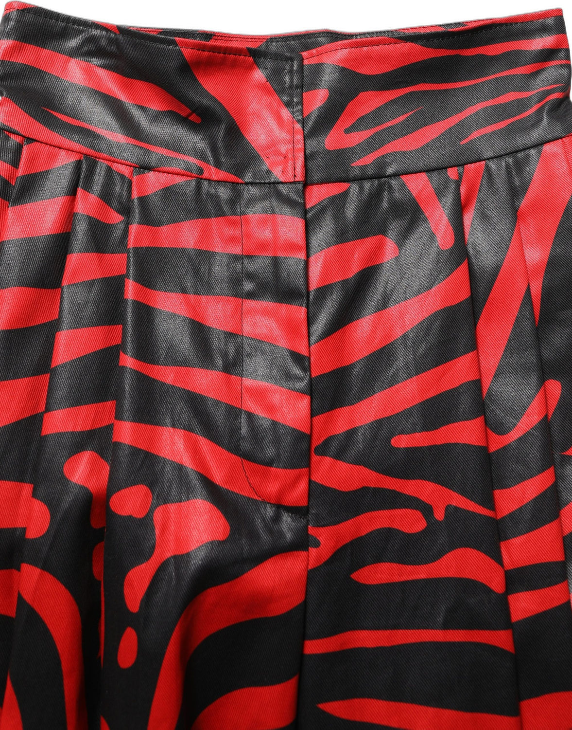Red Black Zebra Print Cotton HighWaist Pants