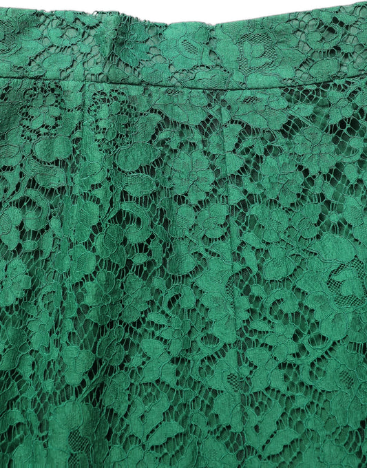 Green Lace High Waist Mermaid Midi Skirt