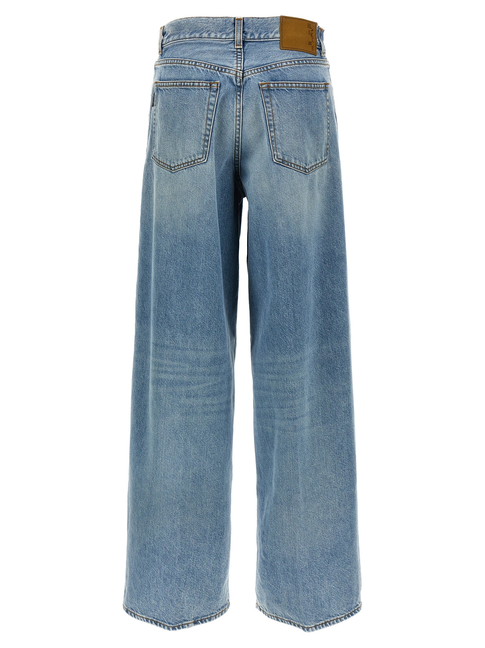 Blue Cotton Straight-Leg Jeans