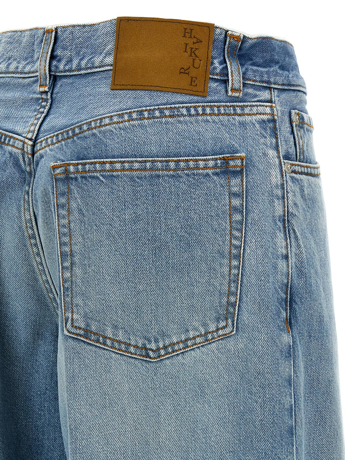 Blue Cotton Straight-Leg Jeans
