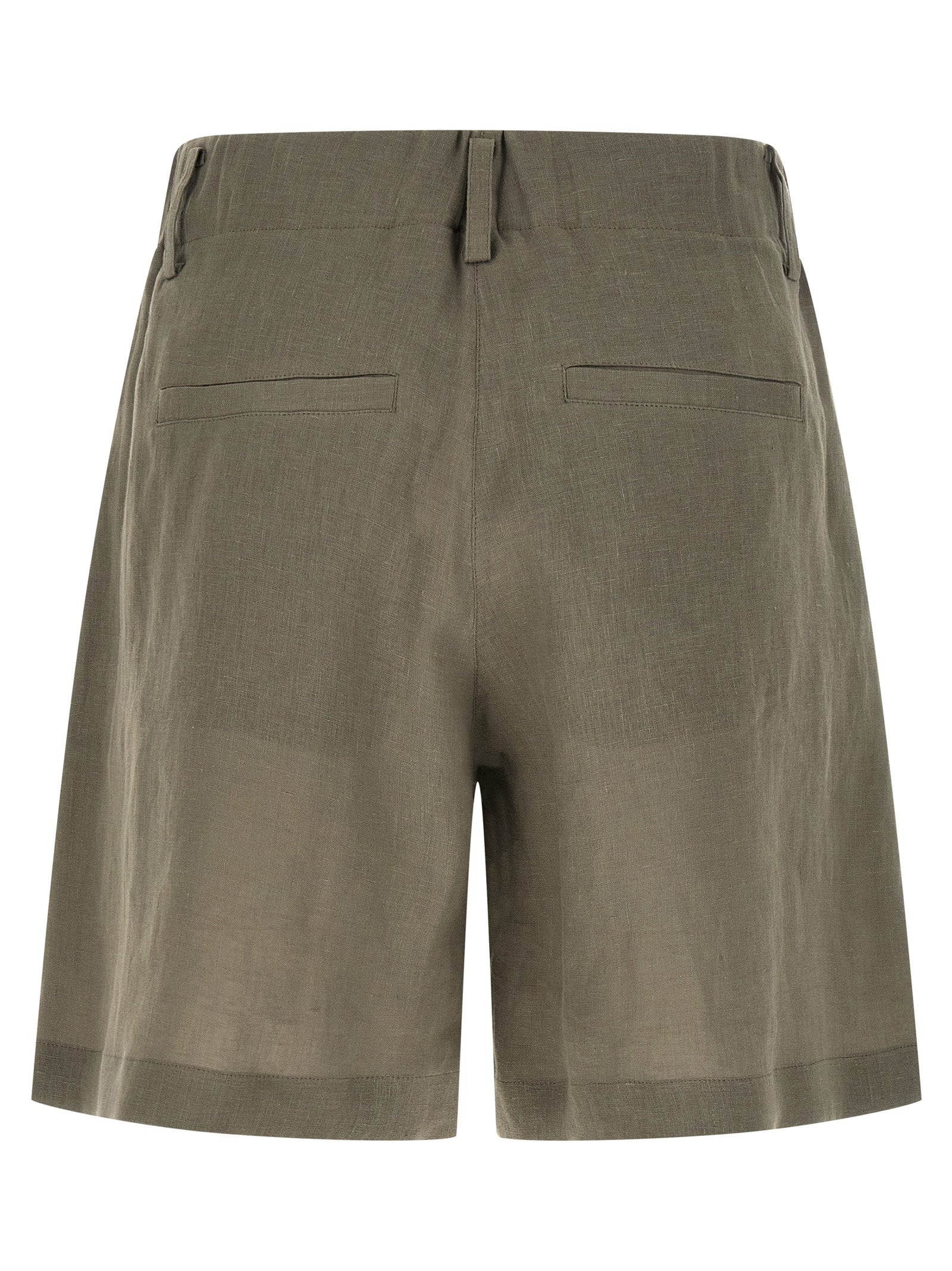 Bicolor Linen Bermuda Shorts