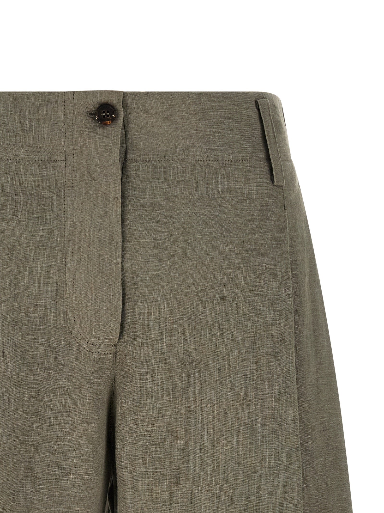 Bicolor Linen Bermuda Shorts