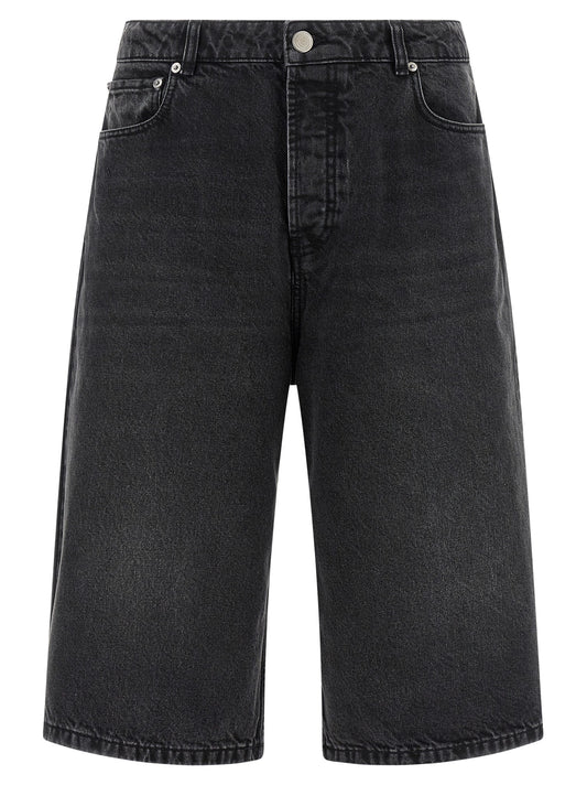 Black Cotton Bermuda Shorts