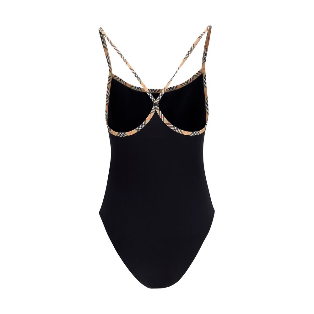 Black Elastane One-Piece Swimsuit
