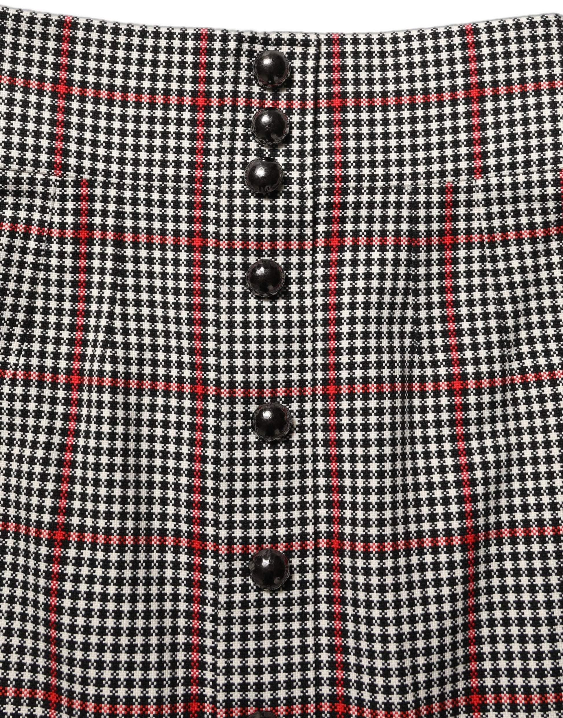 Gray Checkered High Waist A-line Mini Skirt