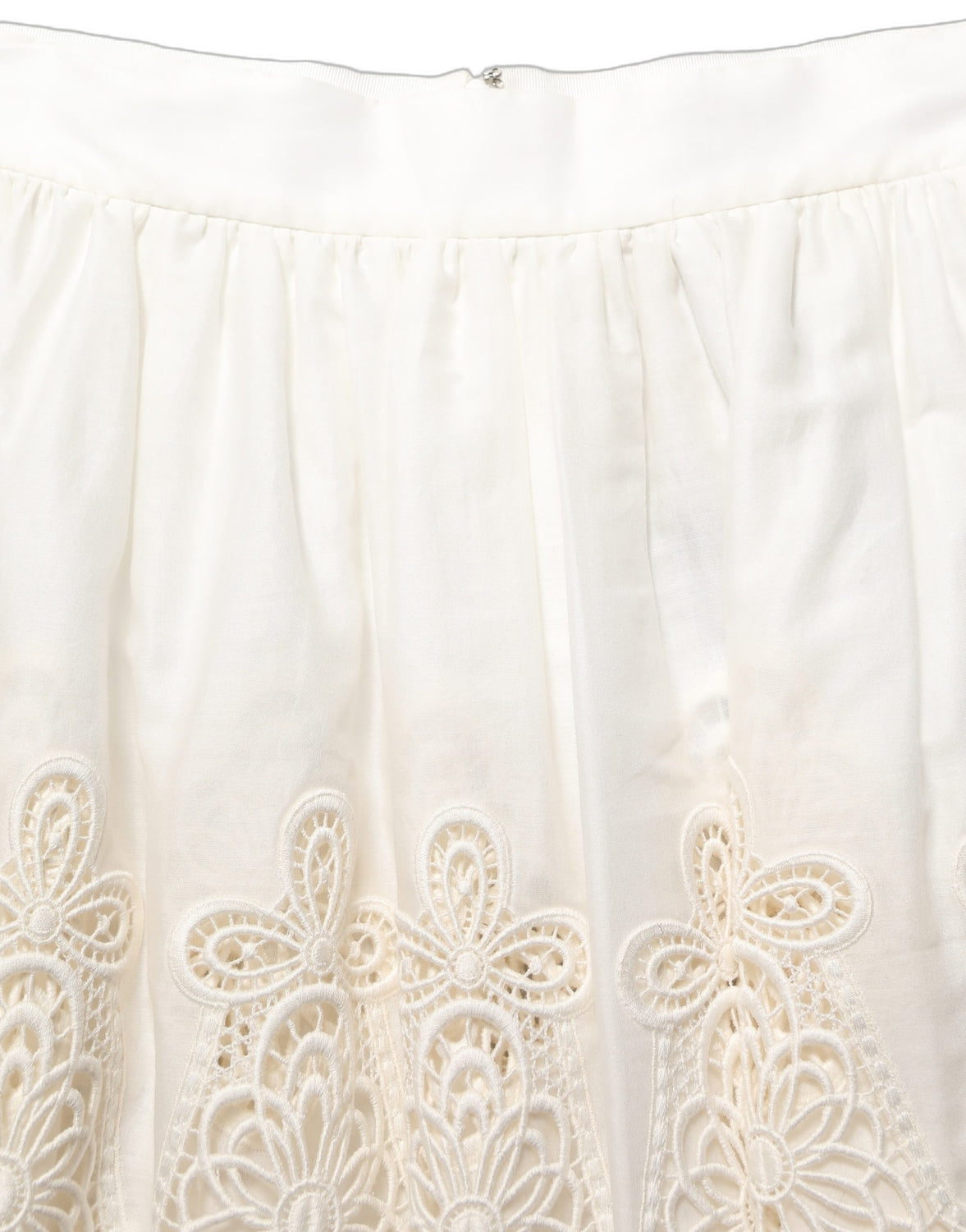 White Floral Embroidered A-line Mini Skirt