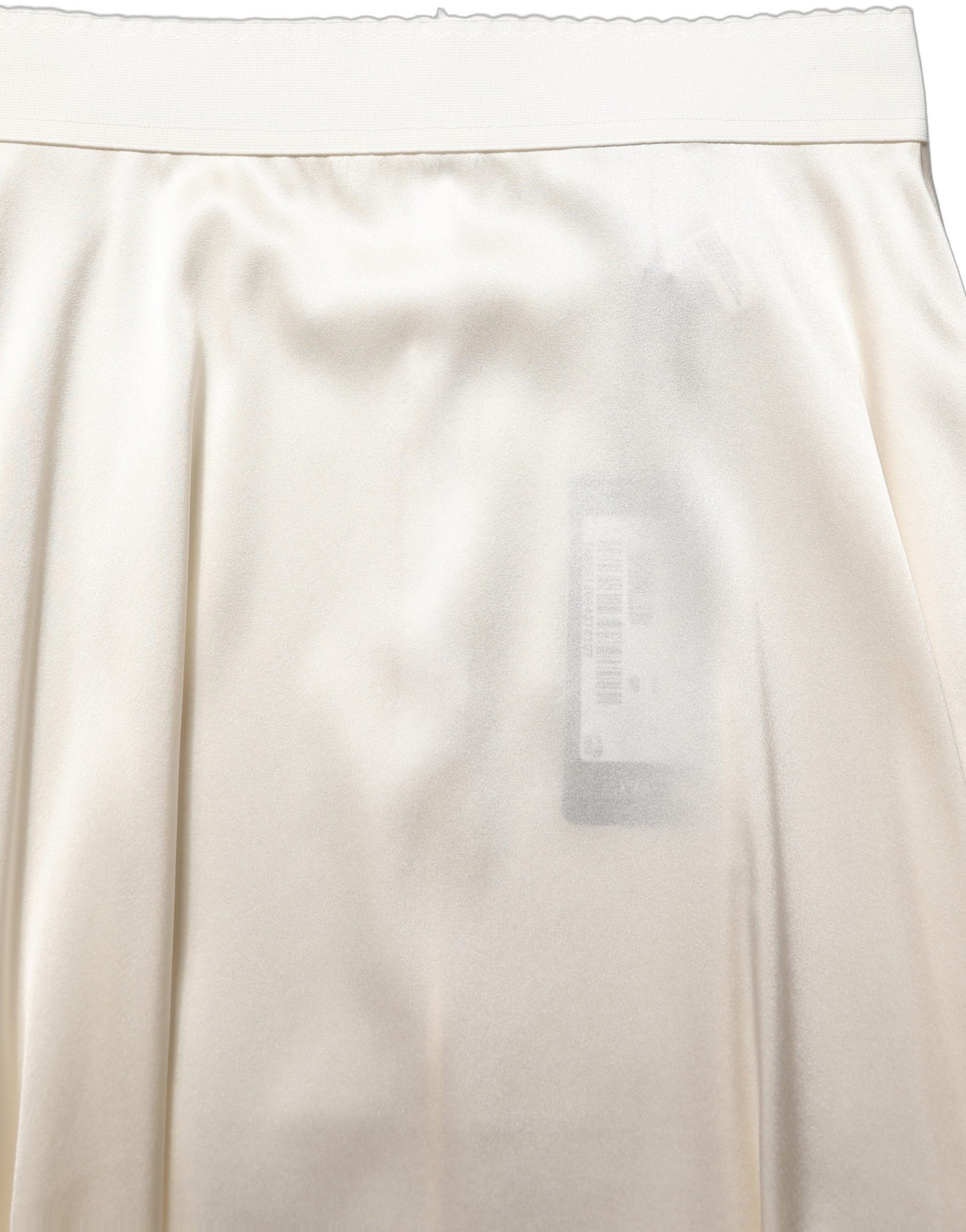 Off White Lace Trimmed Satin High Waist Skirt