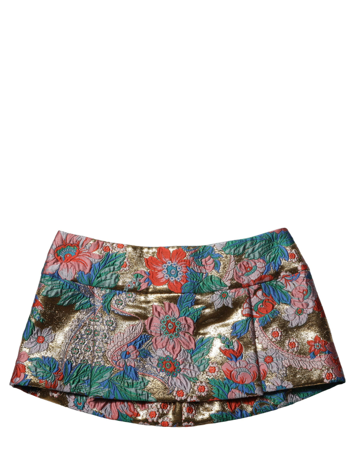 Multicolor Floral Jacquard MidWaist Mini Skirt