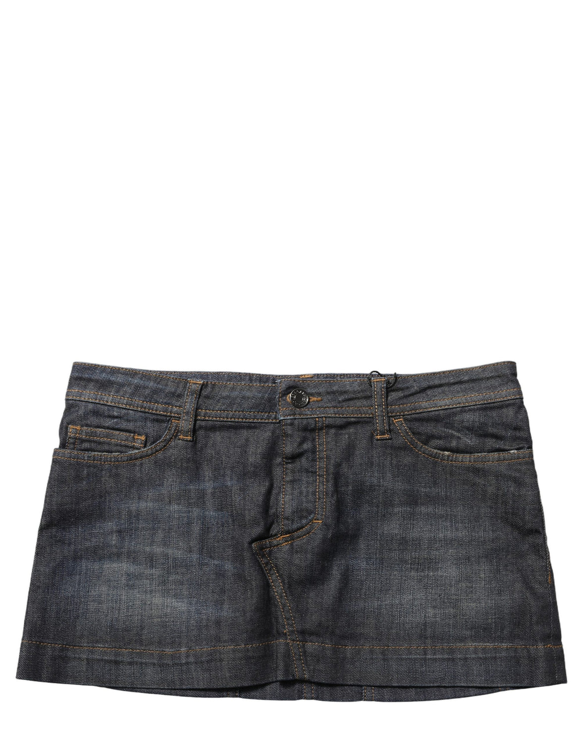 Black Cotton Spandex Low Waist Denim Mini Skirt
