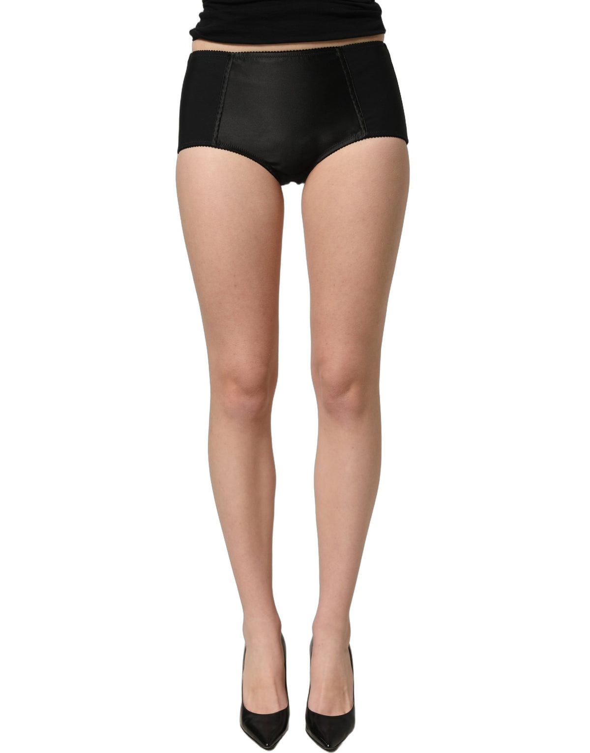 Black Low Waist Satin Culotte Hotpants Shorts