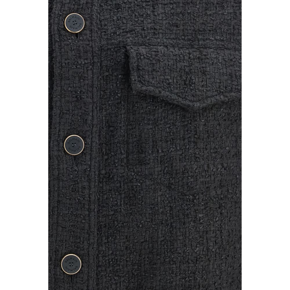 Black Cotton Full-Length Jacket