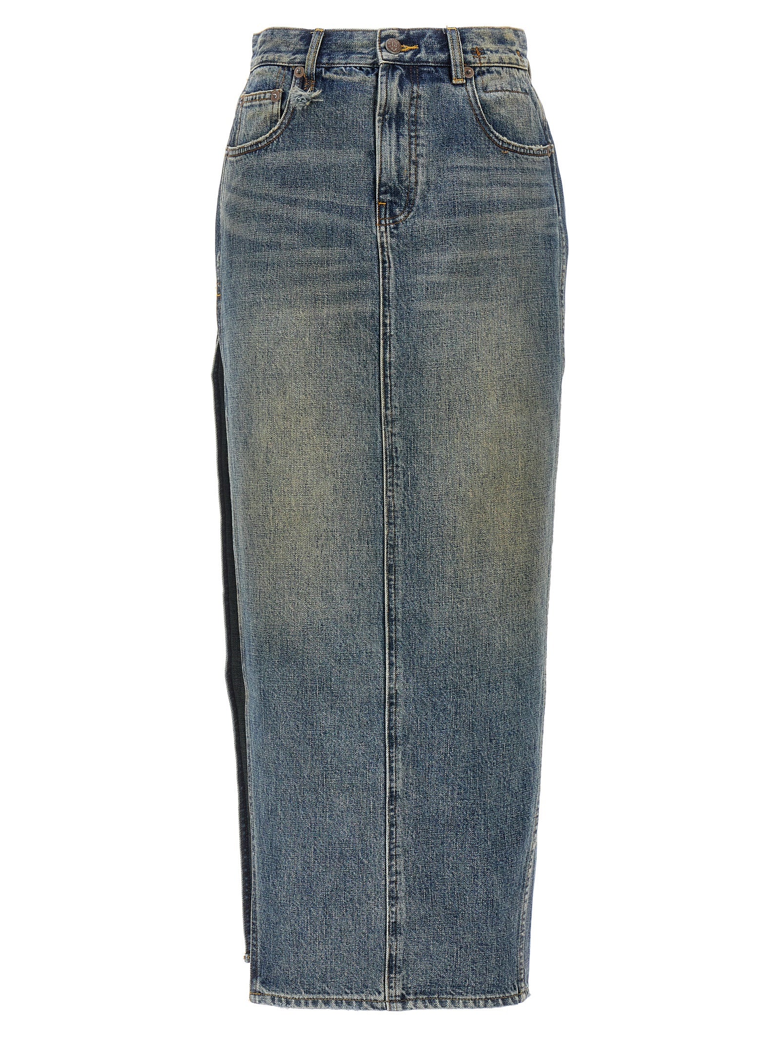 Blue Cotton Mini Skirt