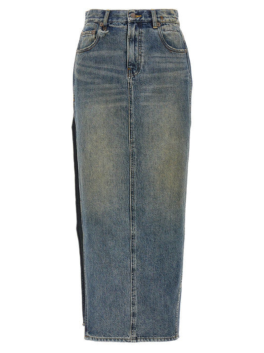 Blue Cotton Mini Skirt