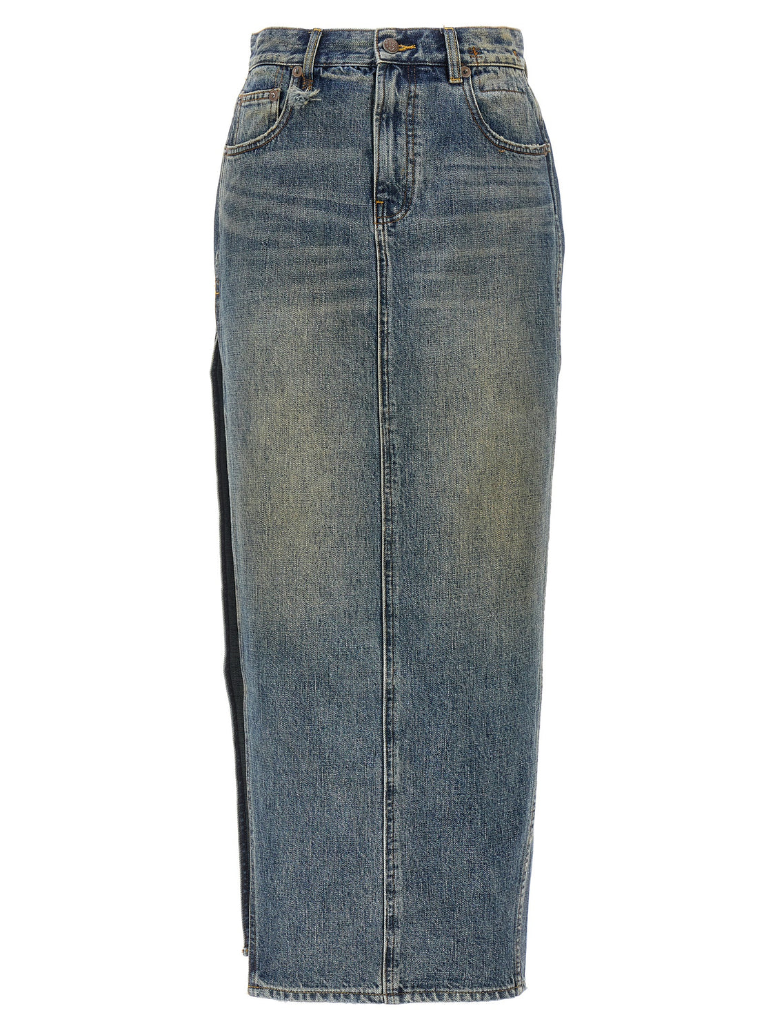 Blue Cotton Mini Skirt