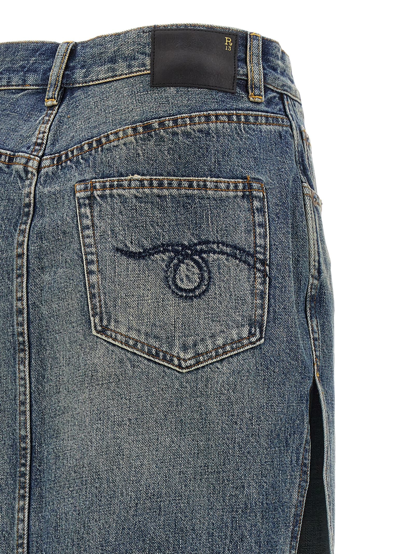 Blue Cotton Mini Skirt