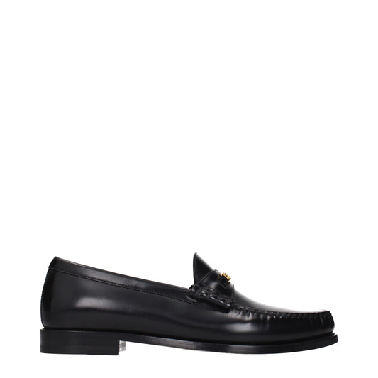 Black Leather Slip-On Loafers