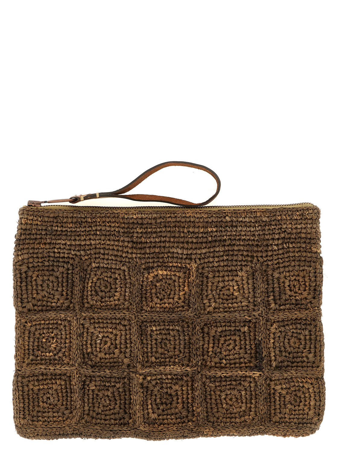 Brown Raffia Clutch Bag