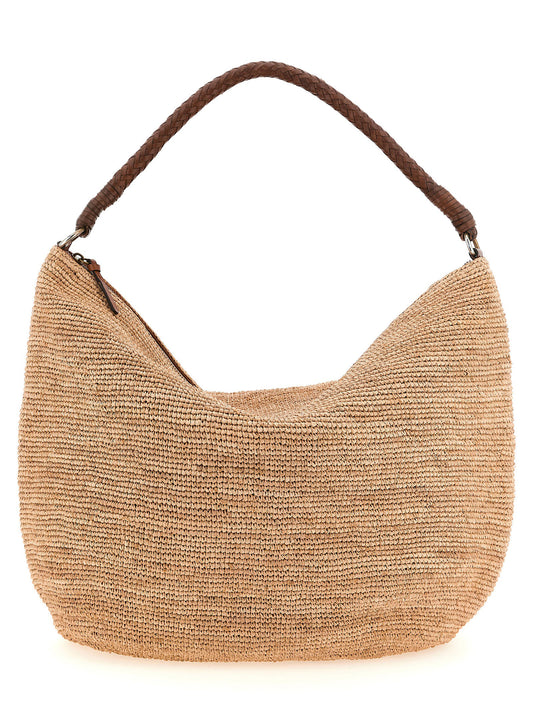 Beige Raffia Shoulder Bag