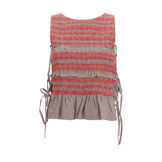 Brown Cotton Sleeveles T-Shirt