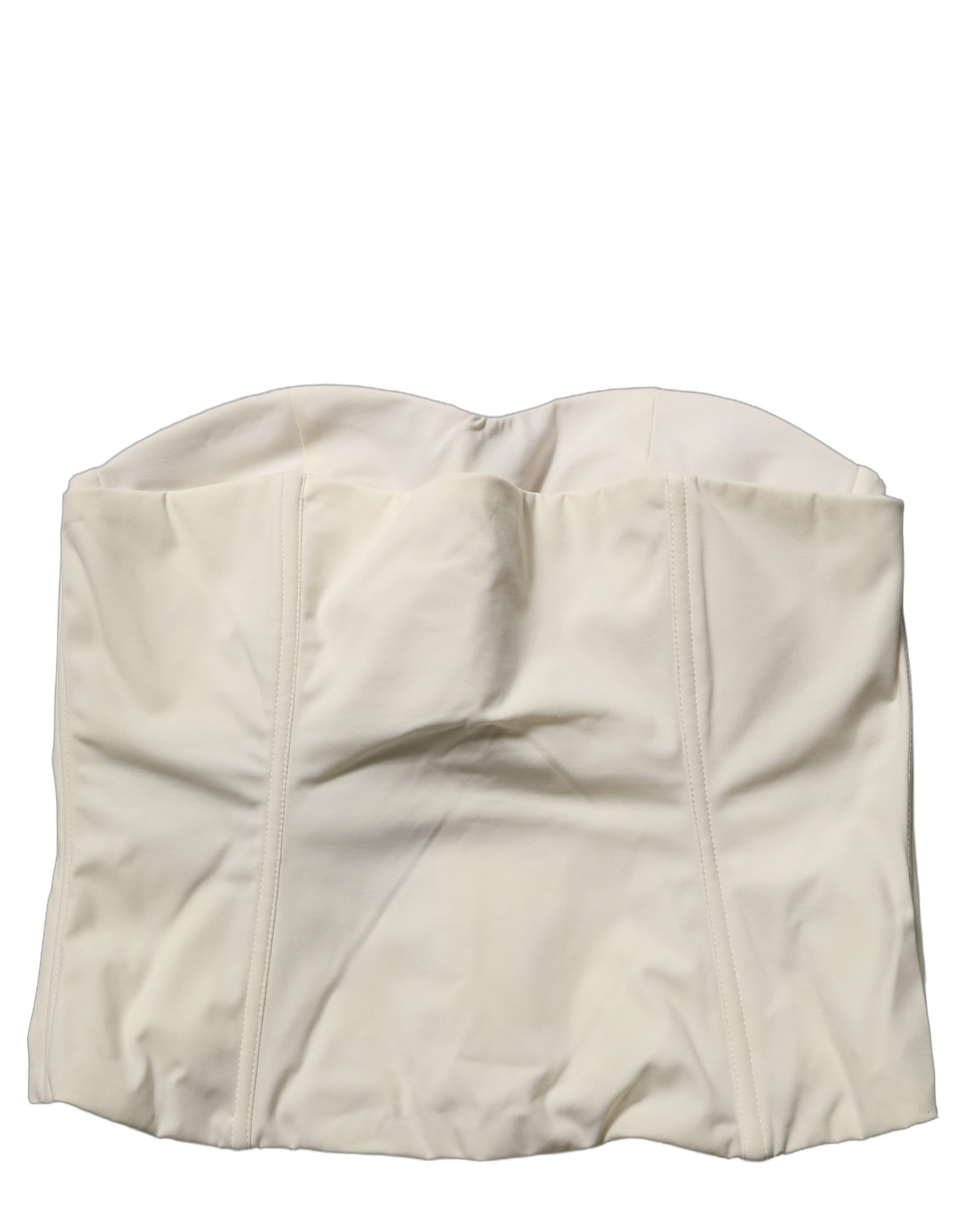 Off White Strapless Sweetheart Neck Top