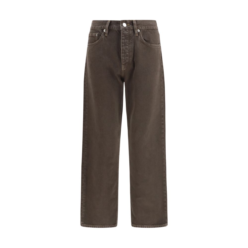Brown Cotton Relaxed Fit Jeans