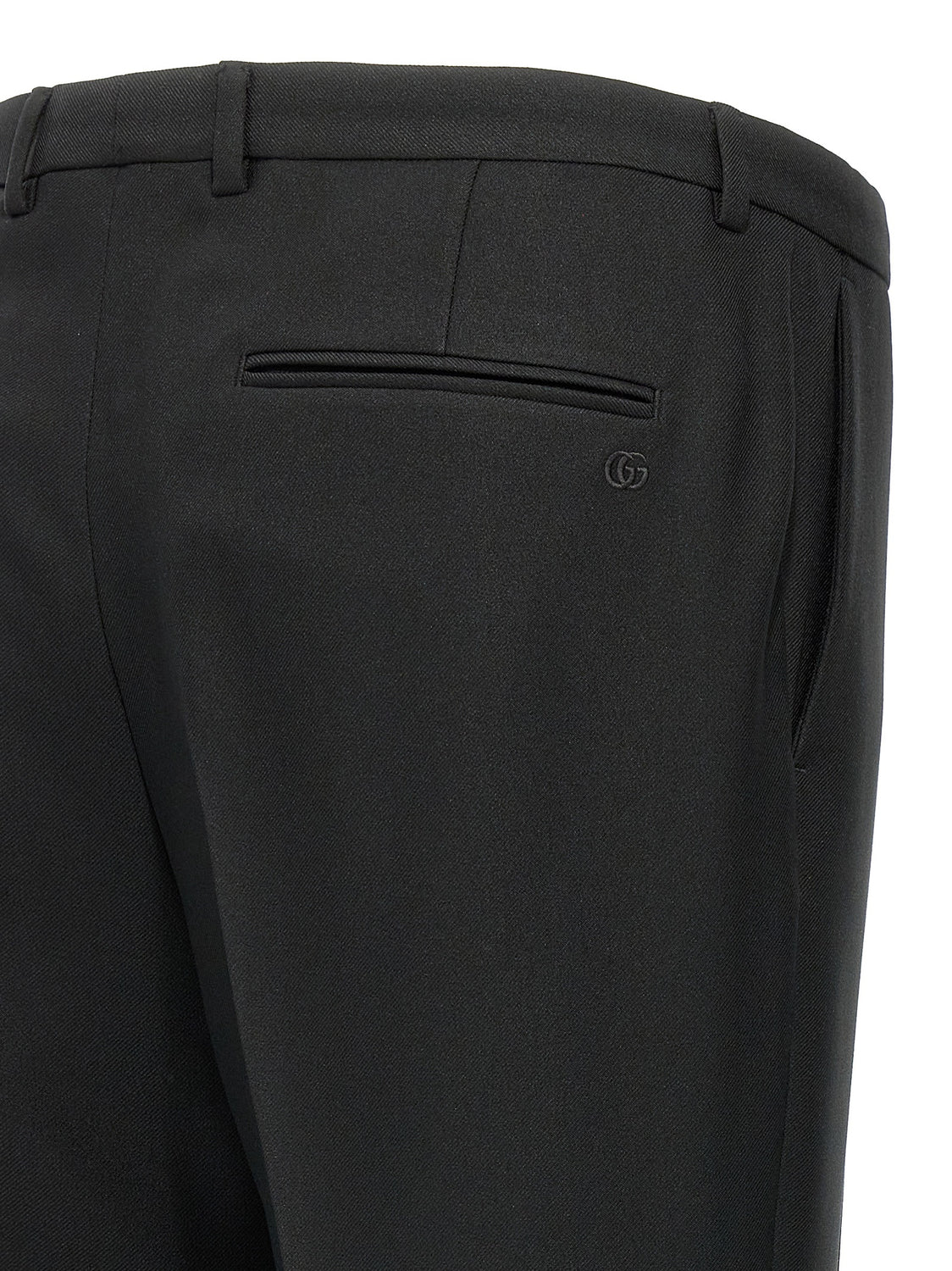 Black Polyester Casual Pants