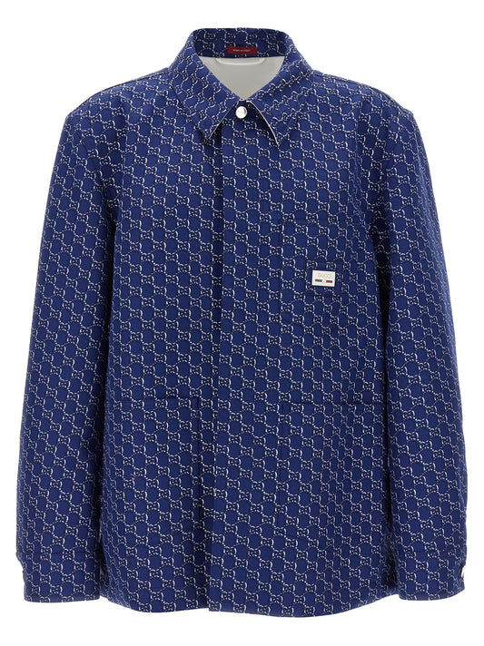 Blue Cotton Biker Jacket