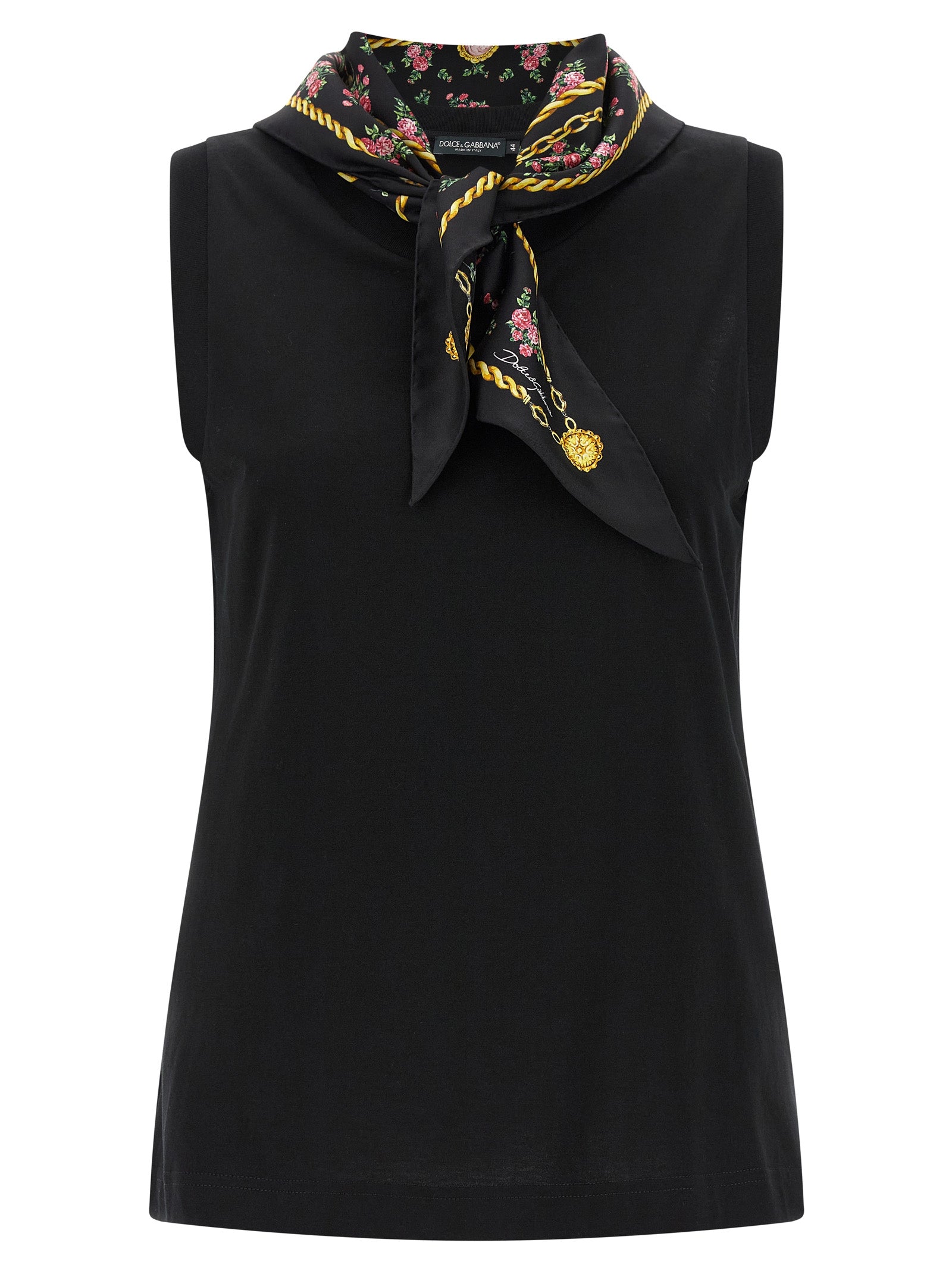 Black Cotton Sleeveles T-Shirt
