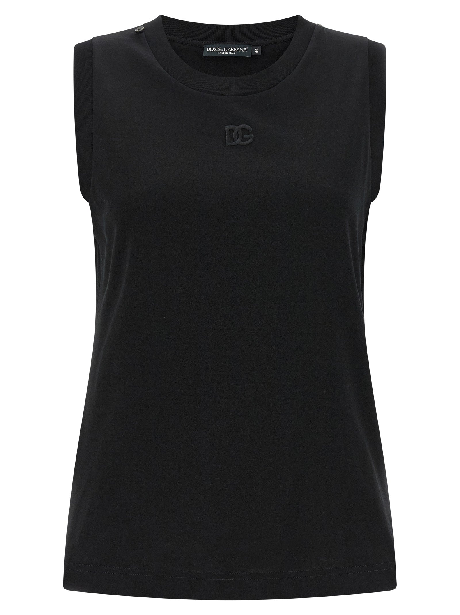 Black Cotton Sleeveles T-Shirt