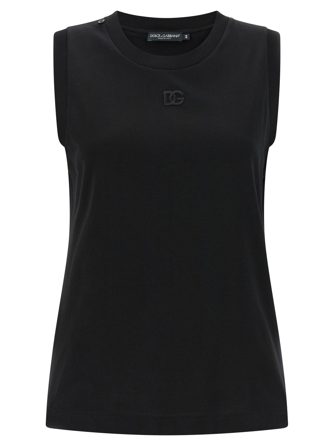 Black Cotton Sleeveles T-Shirt