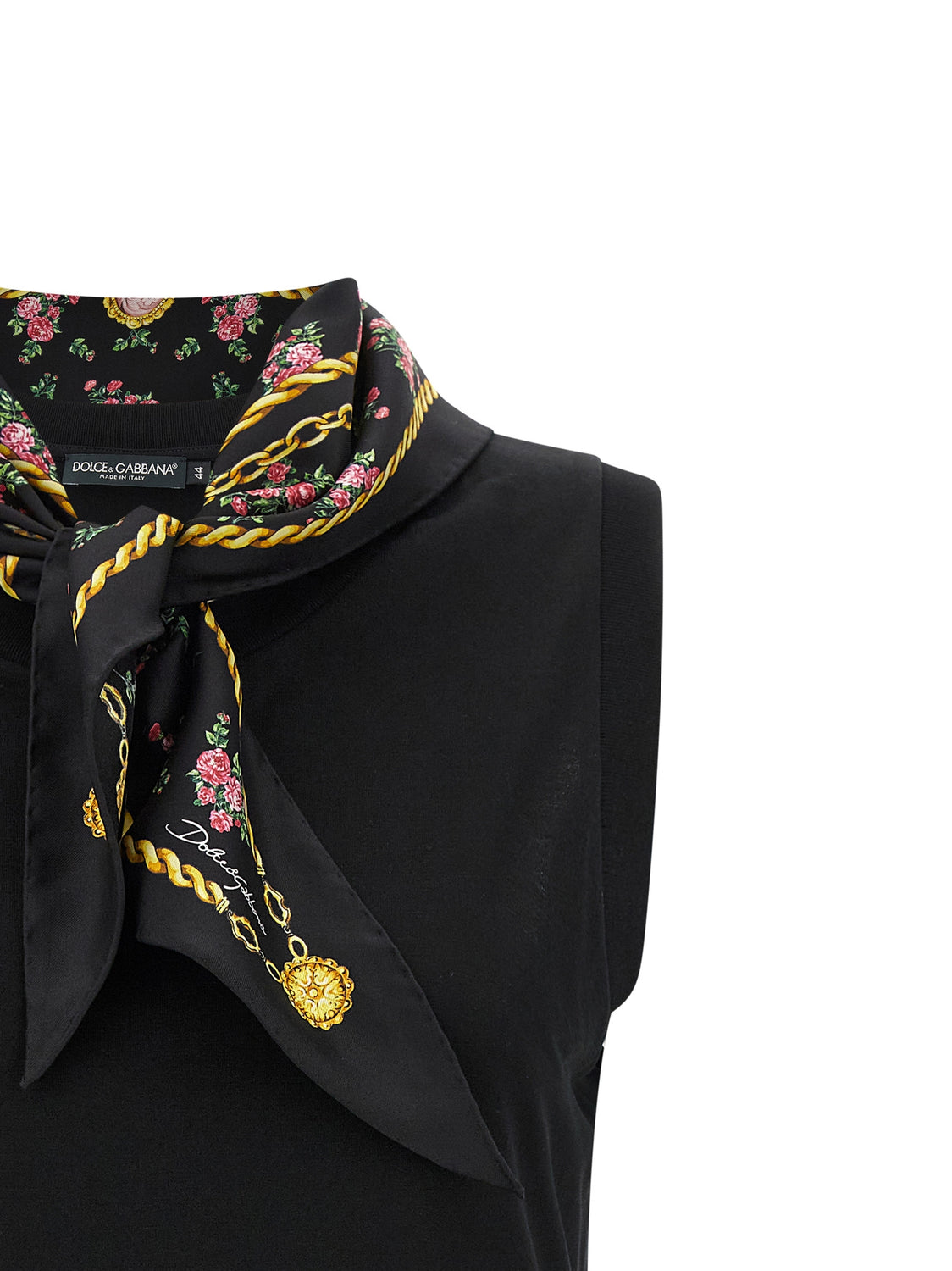 Black Cotton Sleeveles T-Shirt