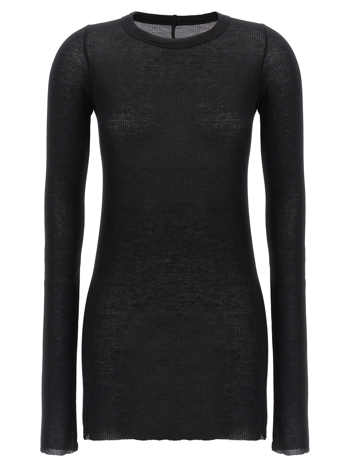 Black Viscose Long Sleeve T-Shirt