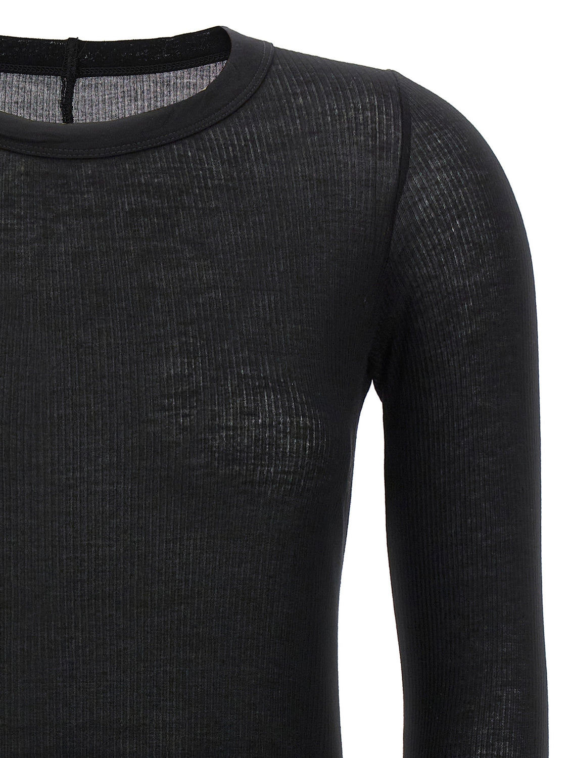 Black Viscose Long Sleeve T-Shirt