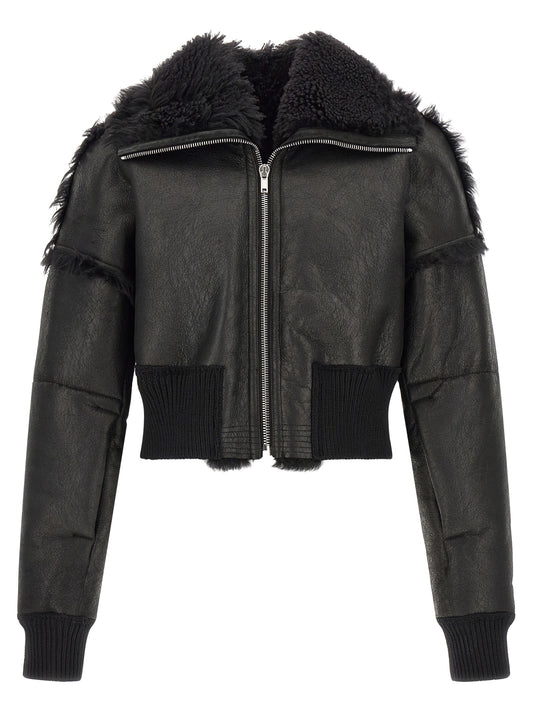 Black Lamb Fur Leather Jacket